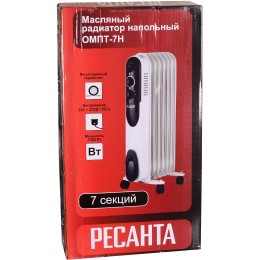 Масляный обогреватель РЕСАНТА ОМПТ- 7Н [67/3/3] 1,5кВт, 370?140?650, 5 секций
